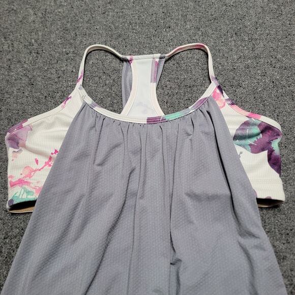 Lululemon Tops - Lululemon Shirt Womens 8 Medium Fossil Blurred Blossoms No Limits Tank Racerback